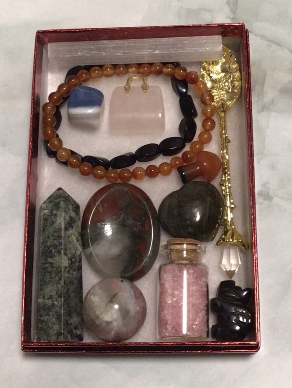 Mixed Crystal and Gemstone Set with Beaded Bracelets